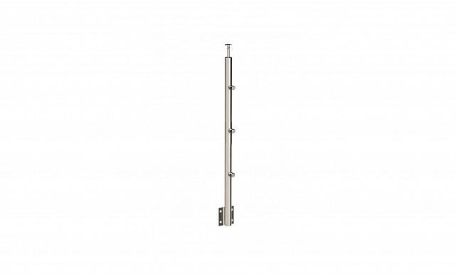 Стойка круглая Ø38.1: 3 ригеледержателя, полированная, боковой крепеж, высота 1200 мм (AISI 304) k753