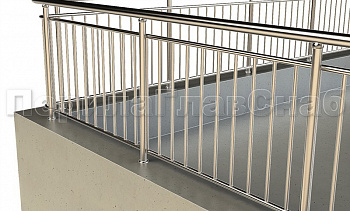 Ограждение кровли с вертикальным заполнением в Челябинске. Готовые проекты ПерилаГлавСнаб Ограждение кровли с вертикальным заполнением в Челябинске. Готовые проекты ПерилаГлавСнаб