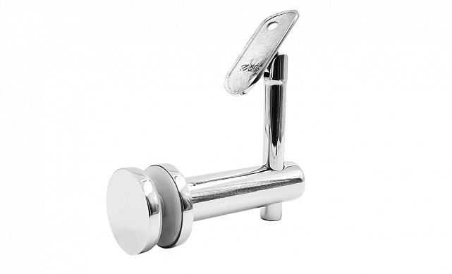 Выносной держатель поручня на стекло 8-20 мм, регулируемый, с ложементом, полированный, (AISI 304) k241-5