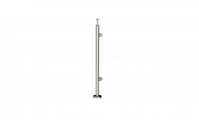 Стойка круглая Ø38.1: 2 штамп. зажимных стеклодержателя, полированная, высота 950 мм (AISI 201) k726-R Стойка круглая Ø38.1: 2 штамп. зажимных стеклодержателя, полированная, высота 950 мм (AISI 201) k726-R