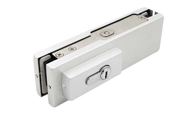 Замок для стеклянной двери угловой с круглым ригелем комплект, под алюминий t150 AL Замок для стеклянной двери угловой с круглым ригелем комплект, под алюминий t150 AL