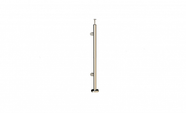 Стойка круглая Ø38.1: 2 литых зажимных стеклодержателя, под стекло 8-10 мм, полированная, высота 950 мм (AISI 304) k722-L Стойка круглая Ø38.1: 2 литых зажимных стеклодержателя, под стекло 8-10 мм, полированная, высота 950 мм (AISI 304) k722-L