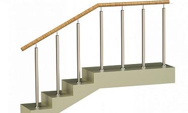 Ограждения со стойками в каждую ступень с пластиковым поручнем без ригелей купить в Челябинске