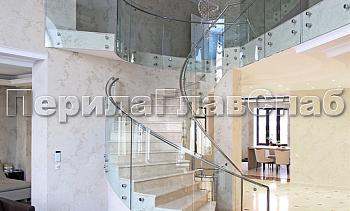 Стеклянные ограждения винтовой лестницы и баллюстрады в Челябинске. Готовые проекты ПерилаГлавСнаб