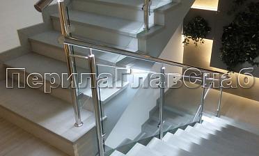 Нержавеющие перила и ограждения со стеклом и подсветкой купить в Челябинске