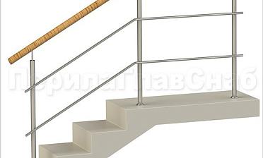 Два ригеля на сварке, круглый пластиковый поручень и круглые стойки купить в Челябинске