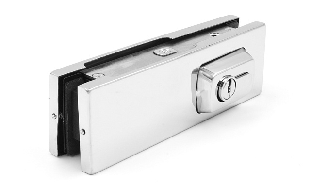 Замок для стеклянной двери угловой с круглым ригелем комплект, шлифованный t150 SSS Замок для стеклянной двери угловой с круглым ригелем комплект, шлифованный t150 SSS