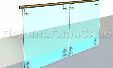 Ограждение с деревянным поручнем на выносе на точечном креплении купить в Челябинске