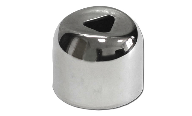 Наконечник штампованный (СПС) прямой 90° на трубу Ø25 мм, для поручня Ø38.1 мм, полированный, нержавеющий, AISI 201, k071-3