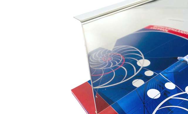 Тыльная накладка из полированной нержавейки на профиль т100 15.5х101 мм длина 2 м т100-12  Тыльная накладка из полированной нержавейки на профиль т100 15.5х101 мм длина 2 м т100-12