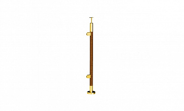 Готовая стойка Ø38,1х950 мм деревянная, со вставками из нержавеющей стали под золото 2х100 мм с 2 стеклодержателями k741-2-L-G купить в Челябинске Готовая стойка Ø38,1х950 мм деревянная, со вставками из нержавеющей стали под золото 2х100 мм с 2 стеклодержателями k741-2-L-G купить в Челябинске