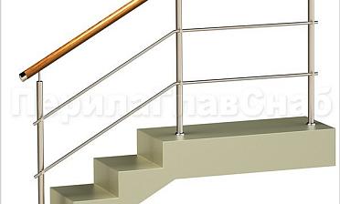 Два ригеля на держателях, круглый деревянный поручень и круглые стойки купить в Челябинске