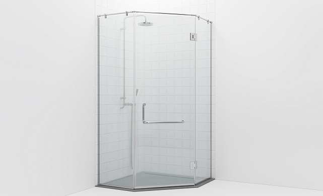 Комплект фурнитуры для трапециевидной душевой перегородки на профиле с угловой штангой t553-1