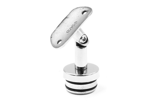 Наконечник палец с алюминиевой системой фиксации на стойке Ø38.1х1.5 мм, регулируемым ложементом под поручень Ø50.8 мм, полированный, литой, нержавеющий (AISI 304) k204 Наконечник палец с алюминиевой системой фиксации на стойке Ø38.1х1.5 мм, регулируемым ложементом под поручень Ø50.8 мм, полированный, литой, нержавеющий (AISI 304) k204