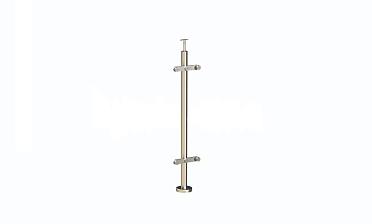 Стойка круглая  Ø38.1: 2 пластинчатых стеклодержателя, полированная, высота 950 мм (AISI 304) k729 купить в Челябинске