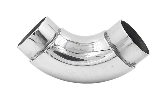 Отвод поручня под Ø42.4х1.5 мм, 90°, литой, полированный 600 Grit, с двумя установочными кольцами  (aisi 316) k383-5 Отвод поручня под Ø42.4х1.5 мм, 90°, литой, полированный 600 Grit, с двумя установочными кольцами  (aisi 316) k383-5