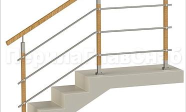 Три ригеля на держателях, квадратные деревянные поручень и стойки купить в Челябинске