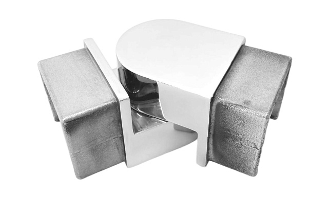 Отвод для поручня с пазом 40х40 мм, шарнирный, полир., (AISI 304) k546-2 Отвод для поручня с пазом 40х40 мм, шарнирный, полир., (AISI 304) k546-2