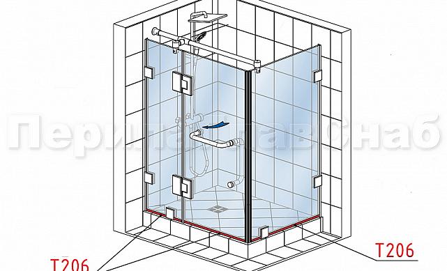 Уплотнитель пластиковый для стекла в душевую кабину 8 мм стена-стекло 2200 мм  t206 2