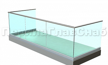 Ограждение на несущем стекле на алюминиевом профиле для балкона в Челябинске. Готовые проекты ПерилаГлавСнаб Ограждение на несущем стекле на алюминиевом профиле для балкона в Челябинске. Готовые проекты ПерилаГлавСнаб