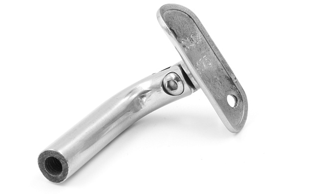 Держатель поручня выносной на стойку, с регул. ложементом под Ø38.1 мм, резьба внутр. М8, шлифованный, (aisi 304) k261-2 Держатель поручня выносной на стойку, с регул. ложементом под Ø38.1 мм, резьба внутр. М8, шлифованный, (aisi 304) k261-2