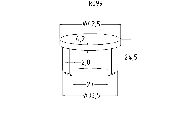 Заглушка для поручня с пазом Ø42.4 мм 5х34 мм полированная (AISI 316) k099 2 Заглушка для поручня с пазом Ø42.4 мм 5х34 мм полированная (AISI 316) k099 2