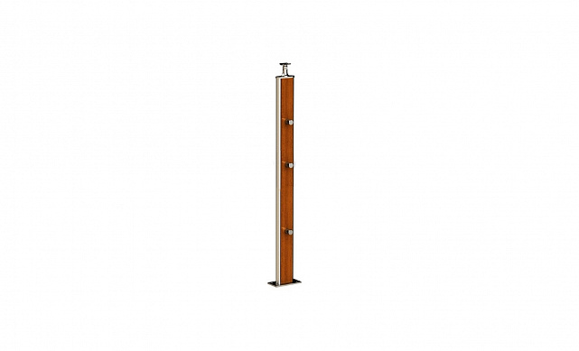 Дизайнерская плоская комбинированная стойка в сборе из шлифованной нержавеющей стали и древесины дуба с тремя ригеледержателями k742-1 Дизайнерская плоская комбинированная стойка в сборе из шлифованной нержавеющей стали и древесины дуба с тремя ригеледержателями k742-1