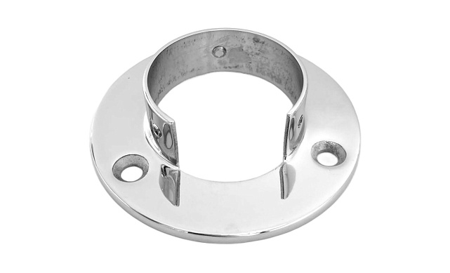 Фланец для трубы Ø48.3 мм, под 3 самореза 6.8 мм, литой, полированный, (AISI 304) k238-3 Фланец для трубы Ø48.3 мм, под 3 самореза 6.8 мм, литой, полированный, (AISI 304) k238-3
