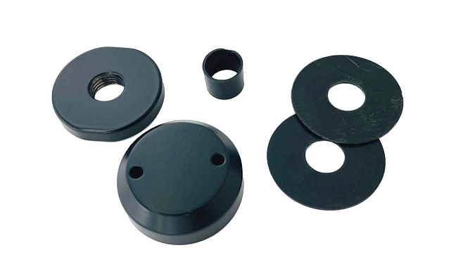 Комплект торцевого крепления несущего стекла, гайка-шайба Ø50х10х18 мм с внутренней резьбой М16, порошковая покраска RAL 9005 мат, AISI 304 Фk277-6-П Комплект торцевого крепления несущего стекла, гайка-шайба Ø50х10х18 мм с внутренней резьбой М16, порошковая покраска RAL 9005 мат, AISI 304 Фk277-6-П