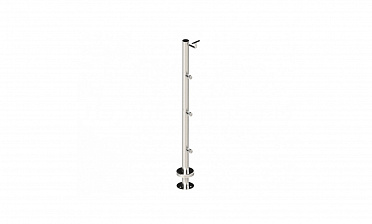 Стойка круглая Ø38.1: 3 ригеледержателя, под выносной поручень, полированная, высота 950 мм (AISI 304) k710 купить в Челябинске Стойка круглая Ø38.1: 3 ригеледержателя, под выносной поручень, полированная, высота 950 мм (AISI 304) k710 купить в Челябинске