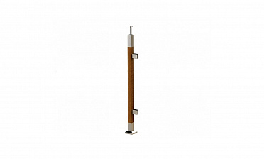 Готовая стойка 40х40х950 мм, деревянная, со вставками из нержавеющей стали 2х100 мм с 2 зажимными стеклодержателями k740-4-R купить в Челябинске Готовая стойка 40х40х950 мм, деревянная, со вставками из нержавеющей стали 2х100 мм с 2 зажимными стеклодержателями k740-4-R купить в Челябинске