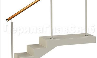 Нержавеющие ограждения без ригелей с деревянным поручнем купить в Челябинске