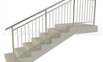 Нержавеющие ограждения для школ и детских садов с вертикальным заполнением “Частокол” - вариант №1 для крыльца в Челябинске. Готовые проекты ПерилаГлавСнаб