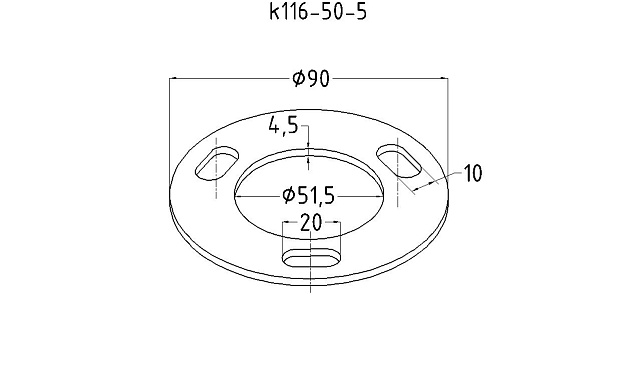 Фланец стойки 50/90 х 5 (4,3) х AISI 304 #200 3 отв х М10 х 20  k116-50-5 2 Фланец стойки 50/90 х 5 (4,3) х AISI 304 #200 3 отв х М10 х 20  k116-50-5 2