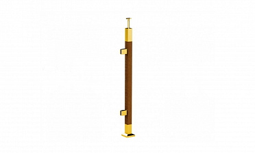 Готовая стойка 40х40х950 мм, деревянная, со вставками из нержавеющей стали 2х100 мм с 2 зажимными стеклодержателями, под золото k740-4-L-G купить в Челябинске Готовая стойка 40х40х950 мм, деревянная, со вставками из нержавеющей стали 2х100 мм с 2 зажимными стеклодержателями, под золото k740-4-L-G купить в Челябинске