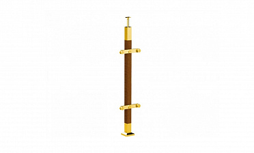 Готовая стойка 40х40х950 мм, деревянная, со вставками из нержавеющей стали 2х100 мм с 2 пластинчатыми стеклодержателями, под золото k740-2-G купить в Челябинске Готовая стойка 40х40х950 мм, деревянная, со вставками из нержавеющей стали 2х100 мм с 2 пластинчатыми стеклодержателями, под золото k740-2-G купить в Челябинске