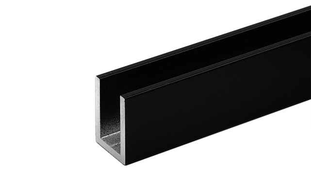 П-образный профиль 19x13, L=2200, под стекло 8 мм, алюминий анодированный в черный глянцевый t756-1 AND BL П-образный профиль 19x13, L=2200, под стекло 8 мм, алюминий анодированный в черный глянцевый t756-1 AND BL