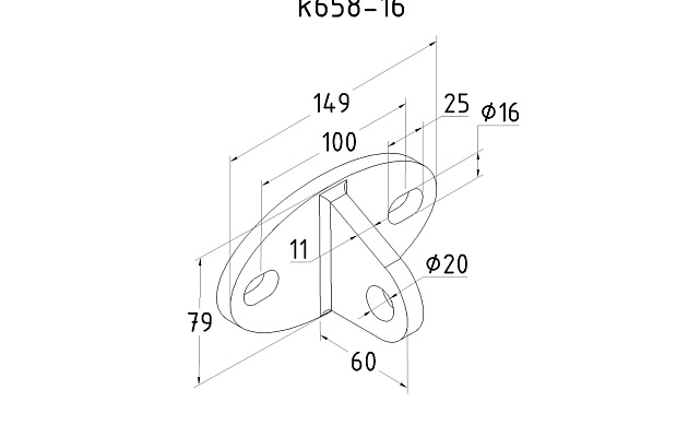 Крепление ванты(тяги) козырька к стене (AISI316), литое, полированное k658-16 2 Крепление ванты(тяги) козырька к стене (AISI316), литое, полированное k658-16 2