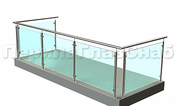 Ограждение из нержавеющей стали со стеклами для балкона в Челябинске. Готовые проекты ПерилаГлавСнаб Ограждение из нержавеющей стали со стеклами для балкона в Челябинске. Готовые проекты ПерилаГлавСнаб