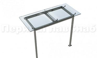 Стеклянный козырек на прямом каркасе со стойками купить в Челябинске