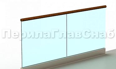 Ограждение с деревянным поручнем на профиле купить в Челябинске