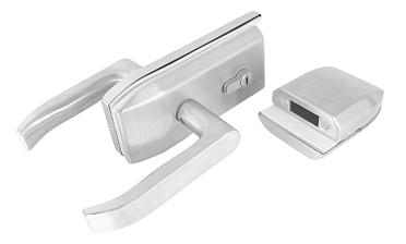 Замок с нажимной ручкой и притвором, евроцилиндр односторонний ключ/защелка, с ответной частью на стекло, шлифованный t155-3 SSS  купить в Челябинске