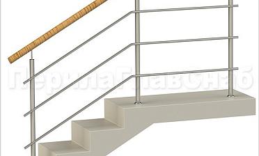 Три ригеля на сварке, круглый пластиковый поручень и круглые стойки купить в Челябинске