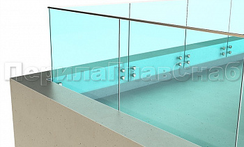 Ограждение на несущем стекле с торцевым креплением для крыш в Челябинске. Готовые проекты ПерилаГлавСнаб Ограждение на несущем стекле с торцевым креплением для крыш в Челябинске. Готовые проекты ПерилаГлавСнаб