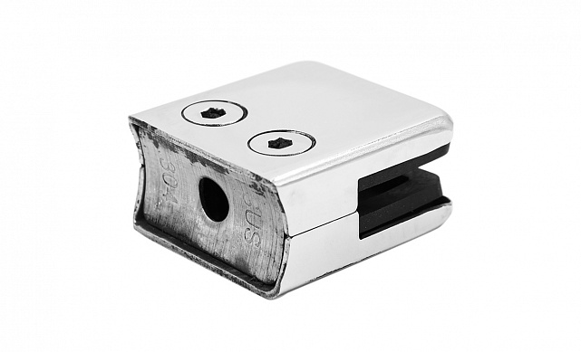 Стеклодержатель штампованный, под стекло 10 мм (5+5 мм), квадратный под стойку Ø38.1 мм (40х24х48 ) полированный AISI 304 k351-10 Стеклодержатель штампованный, под стекло 10 мм (5+5 мм), квадратный под стойку Ø38.1 мм (40х24х48 ) полированный AISI 304 k351-10