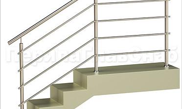 Четыре ригеля на держателях, круглый поручень и круглые стойки купить в Челябинске