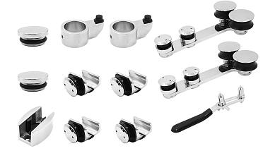 Комплект раздвижной системы для стеклянных дверей, AISI 304, полированный t406 купить в Челябинске