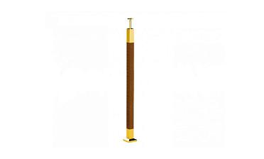 Готовая стойка 40х40х950 мм, деревянная нелакированная, со вставками из нержавеющей стали под золото 2х100 мм k740-G купить в Челябинске