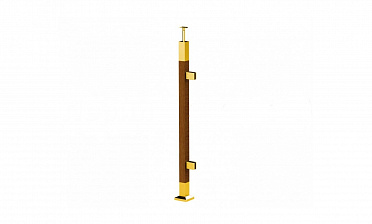 Готовая стойка 40х40х950 мм, деревянная, со вставками из нержавеющей стали 2х100 мм с 2 зажимными стеклодержателями, под золото k740-4-R-G купить в Челябинске Готовая стойка 40х40х950 мм, деревянная, со вставками из нержавеющей стали 2х100 мм с 2 зажимными стеклодержателями, под золото k740-4-R-G купить в Челябинске