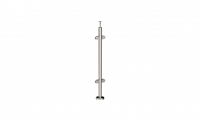 Стойка круглая Ø38.1: 4 литых зажимных стеклодержателя, полированная, высота 950 мм (AISI 304) k724 Стойка круглая Ø38.1: 4 литых зажимных стеклодержателя, полированная, высота 950 мм (AISI 304) k724